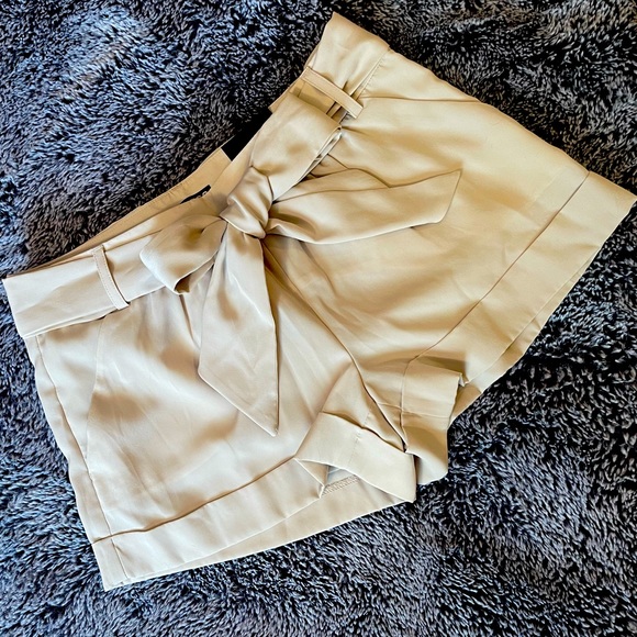 Express Pants - Express Dressy Tan/Taupe Short Shorts With Sash Tie, Sz 00